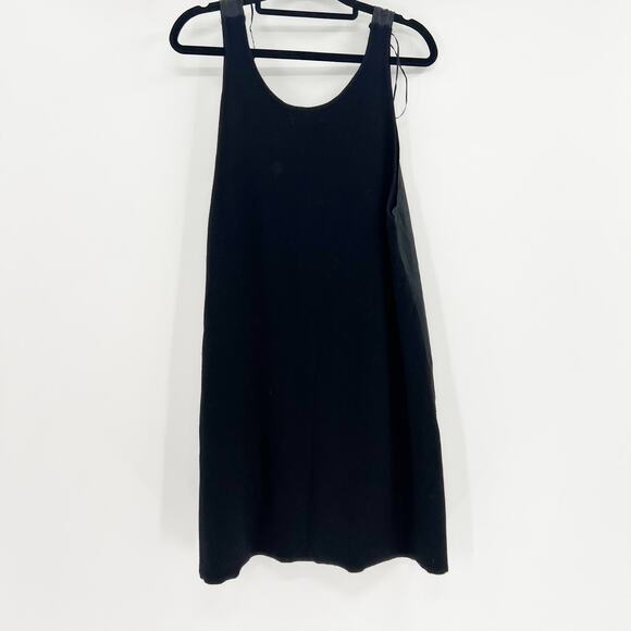 Zara Knit Tunic Tank Top Womens Size M Black Distressed Pocket Scoop Neck - Picture 4 of 6